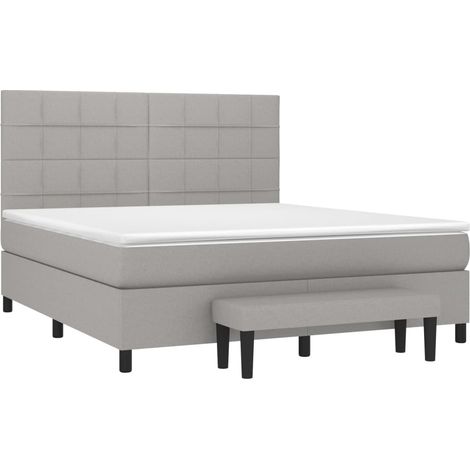Sommier à lattes de lit avec matelas Gris clair 180x200cm Tissu vidaXL (1/5)