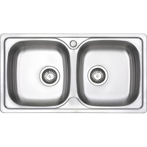 JASSFERRY Évier de cuisine 2 Bacs , Acier Inoxydable, évier à encastrer, avec vidage, 80 x 44 cm