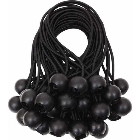 Tendeur de bâche avec boule élastique, cordon élastique en caoutchouc pour bannières, bâches, pavillons, tentes, auvents, harnais d'extension, support de bâche, blanc, 15 cm (noir, lot de 40)