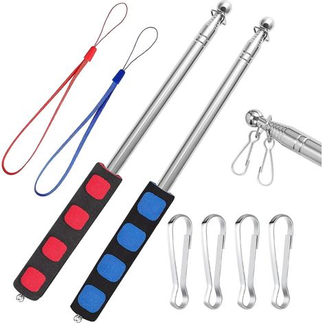 2 PCS 1,6 m Asta de bandera telescópica Palo de bandera publicitaria Asta de bandera telescópica Puede ser para postes de guía turística Acampar Eventos al aire libre (rojo + azul) (1/5)