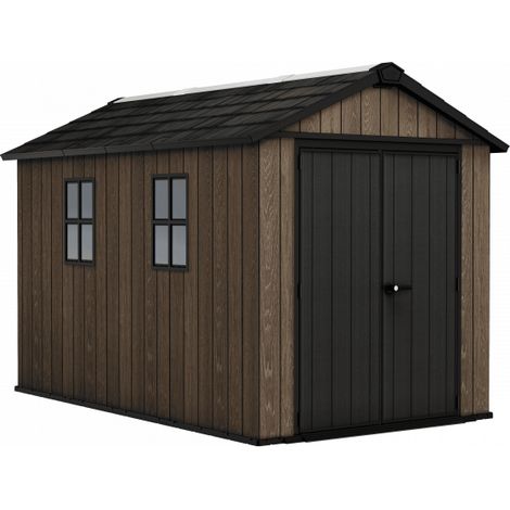 Abri de jardin EVOTECH+ 350 x 230 cm en résine imitation bois - plancher et double porte - Charge de neige : 150 kg/m² - Apex 7511/1175 Signature Noyer - Keter (1/5)