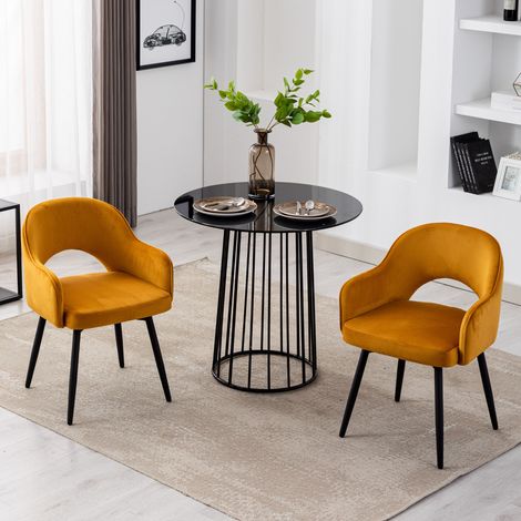 Wahson Set di 2 Sedie da Pranzo in Velluto Girevole, Schienale Sedia moderna Design con Gambe in metallo per Sala da Pranzo/Soggiorno, Giagllo