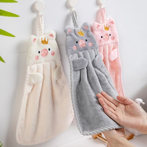Lot de 3 serviettes pour enfants avec de jolis motifs d'animaux, absorbantes et à séchage rapide. (1/5)