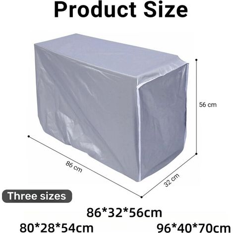 Außenklimaanlagenabdeckung, dickerer Schutz für Außenklimaanlagen, staubdicht, schneedicht, wasserdicht, sonnendicht, grau (86 x 32 x 56 cm) (1/5)
