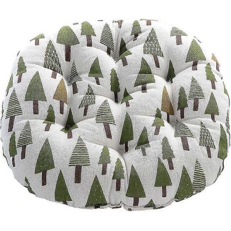 Coussin de sol rond en coton et lin, pouf, coussin de siège, coussin de yoga, coussin de fenêtre, tatami, tapis de bureau à domicile (motif arbres) ) (1/5)