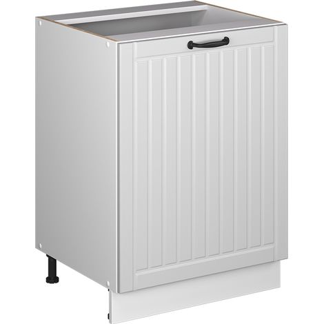 Mobiletto base cucina Fame-Line, Bianco rustico/Bianco, 60 cm 1 anta senza piano di lavoro, Vicco (1/5)