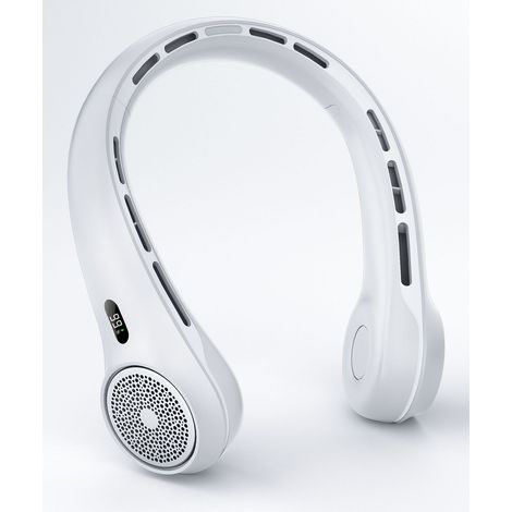 Ventilateur de cou portable, refroidissement rapide, trois vitesses, chargement USB, mini climatiseur silencieux, idéal pour le bureau, la chambre et les voyages - blanc