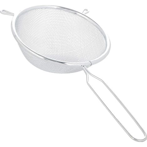 Chef Aid Setaccio in metallo con manico lungo 18 cm, strumento essenziale da cucina e ideale per scolare, scolare, lavare e un'ampia gamma di alimenti, con una maglia fine per una maggiore facilità