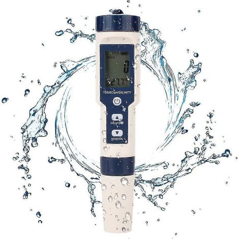 Testeur d'eau 5 en 1 multifonctionnel : mesure numérique de la qualité de l'eau (TDS/EC/salinité/pH/température) pour eau potable, piscine, aquarium, bassin à poissons, hydroponie. (1/5)