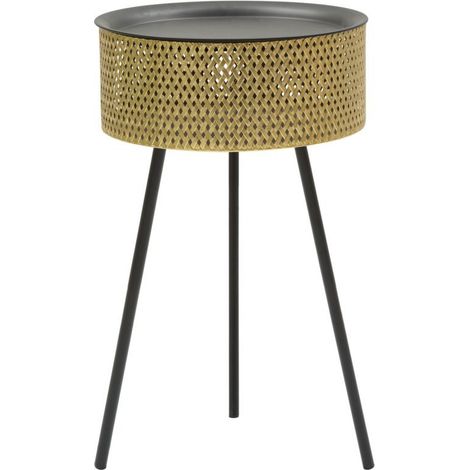 Table d'Appoint Avec Rangement "Glovy" 65cm Or & Noir