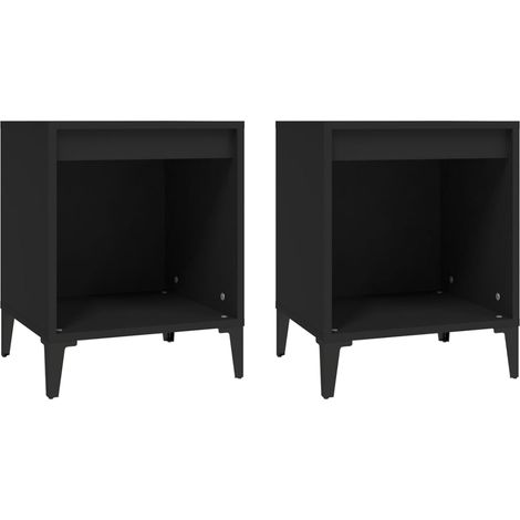 Juego de 2 mesitas de noche con compartimento abierto 40 x 35 x 50 cm madera de ingeniería negra DEC035544