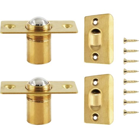 1, 8", serrure à bouton réglable en acier inoxydable avec gâche et vis pour armoires, placards, portes (1/5)