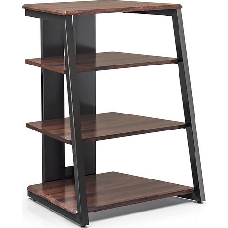 FITUEYES Design HiFi Rack aus Holz und Stahl, TV Rack mit verstellbaren Ablagen & Kabelmanagement, HiFi Regal f¨¹r DVD-Player Stereoanlagen Spielkonsolen, 61 x 52 x 78 cm, Walnuss (1/5)