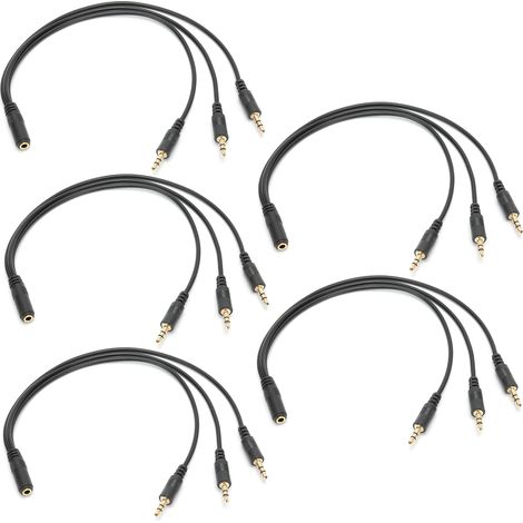 Adaptateur Audio 3,5 mm Femelle vers 3 Mâles - Câble de Branchement pour Sortie Audio Multi-Canal - Lot de 5 (1/5)