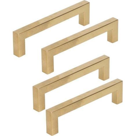 4 pezzi. Maniglia di ricambio per anta di mobile da cucina in acciaio inox color oro, 12x12x193 mm. (1/4)