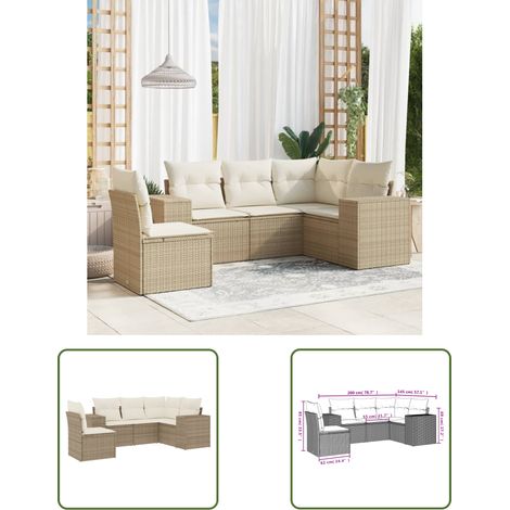 The Living Store Salon de jardin avec coussins 5 pcs beige résine tressée - Ensemble Salon De Jardin - Meuble Extérieur - Résine Tressée - Rotin Synthétique - Mobilier De Jardin