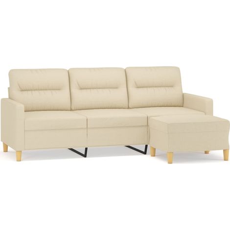 Canapé à 3 places,Sofa pour Salon,Banquette avec repose-pieds Crème 180 cm Tissu CFW203179 (1/5)