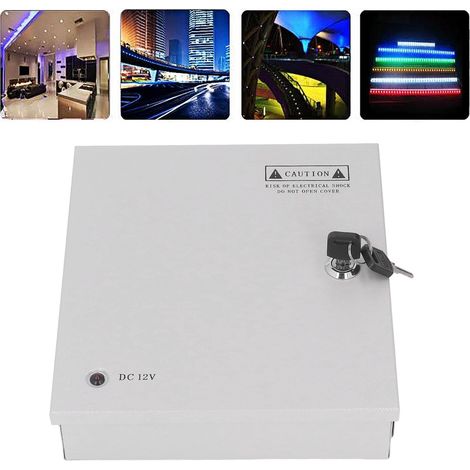 Alimentation CCTV à 9 canaux 12V 10A avec boîtier métallique, prise secteur et verrouillage, adaptée aux caméras de sécurité, DVR, caméras réseau 110V/220V. (1/5)