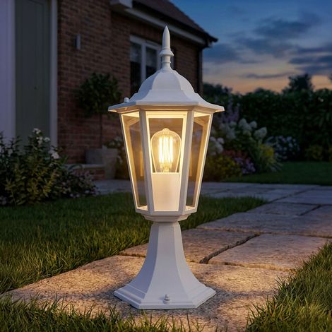 LED Stehleuchte Außenleuchte Laterne Gartenlampe IP44 Weiß Aluminium E27 H 40,3 cm (1/5)