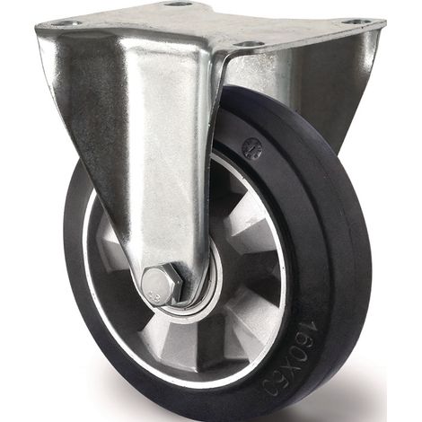 Schwerlastbockrolle D.160mm Trgf.400kg Elastikgummi Bau-H.195mm TECWERK