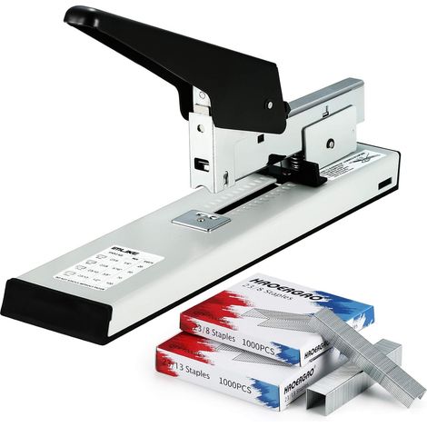 Agrafeuse robuste avec 2000 agrafes grande agrafeuse manuelle en métal pour reliure de papier, comprend 1000 agrafes 23/8 et 23/13 chacune (1/5)