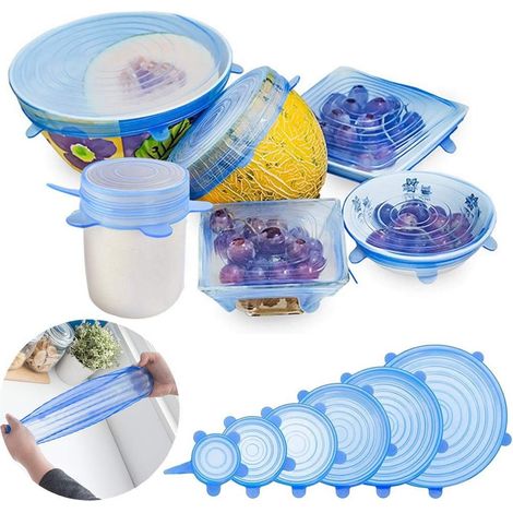 Couvercle Extensible En Silicone Ser 6 Bouchons Pour Récipient Alimentaire Hermétique (1/2)