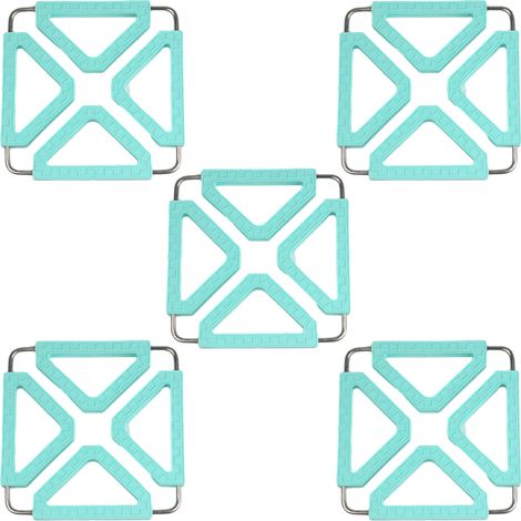 5 pièces support de cuisine en silicone et acier inoxydable, tapis isolant thermique pliable pour vaisselle (1/5)