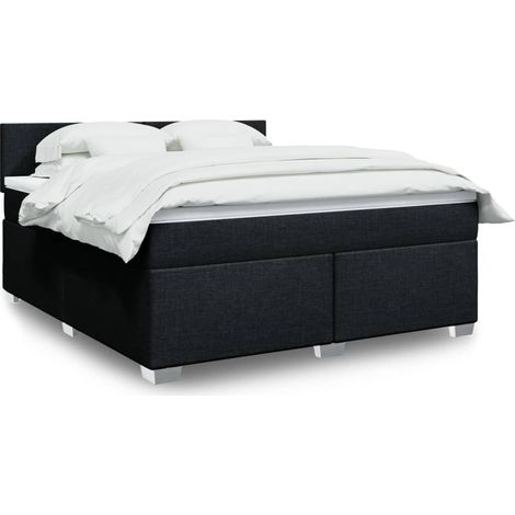 Boxspringbett mit Matratze Schwarz 180x200 cm Stoff
