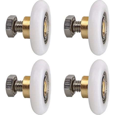 Rulli per porte doccia da 27 mm per box doccia, ricambi per porte scorrevoli, rulli superiori e inferiori, 4 pezzi (1/5)