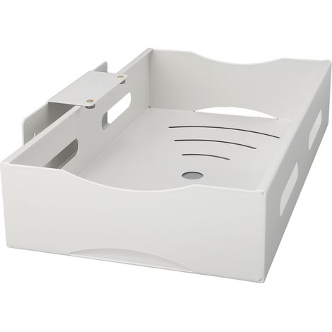 Panier coulissant cuisine Acier carbone Grand blanc Organisateur sous évier à glissière silencieuse pour rangement optimal (1/4)