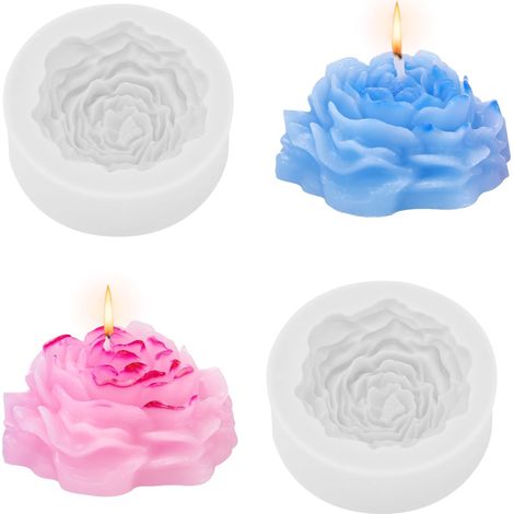 moldes de silicona para velas, moldes con forma de peonía, moldes de silicona 3D para velas, formas de flores para manualidades (transparentes) (1/5)
