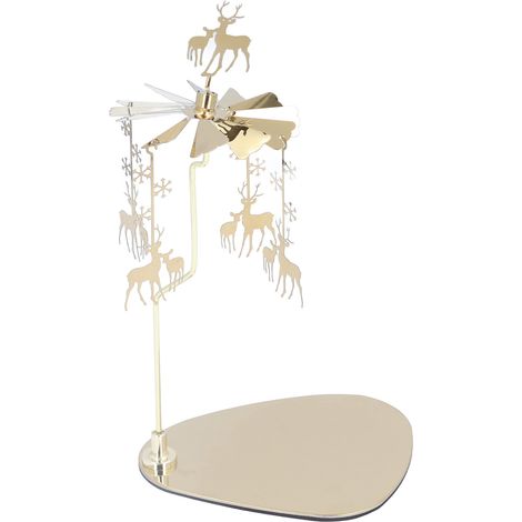 Bougeoir rond triangulaire style romantique européen en acier inoxydable, carillon éolien rotatif pour aromathérapie, motif flocon de neige et cerf (1/5)