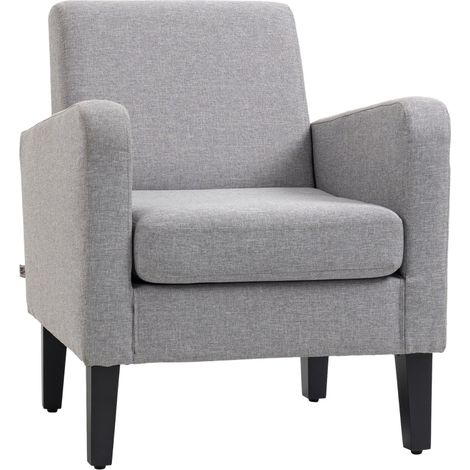 Linen-Look Boxy Armchair - Light Grey (1/5)