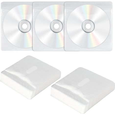 Packung mit 200 doppelseitigen Kunststoffhüllen für CDs/DVDs zur Einzel- und Doppelaufbewahrung (1/5)