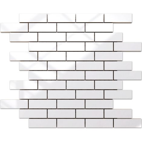 Ilcom mosaico in ceramica per bagno o cucina 30cm x 30cm - Irregular white brick (1/4)