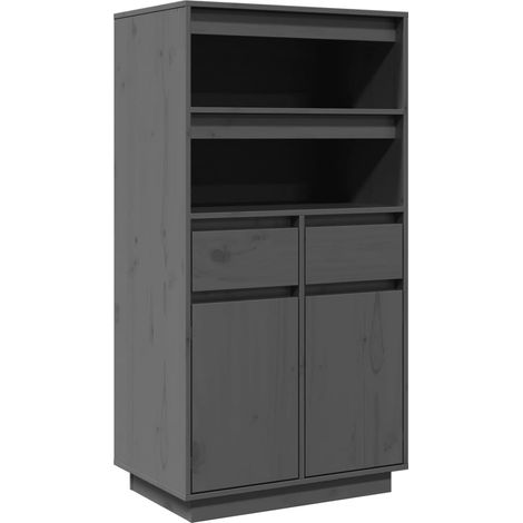 Credenza buffet cassettiera mobile contenitore organizer cucina soggiorno soggiorno alto 60 x 40 x 116,5 cm legno massello di pino grigio 020034227