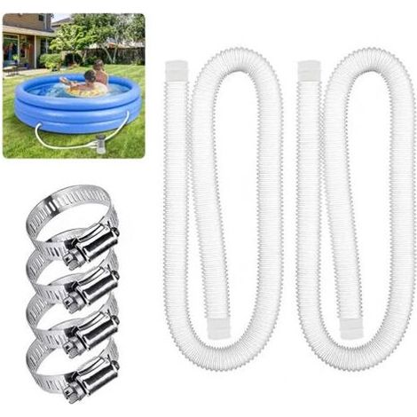 ALLIANDISHose de piscine 32 cm diamètre avec clips métalliques pour pompe à filtration ou tuyaux - 15 mètres longueur - Lot de 2