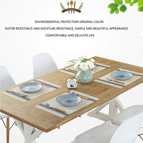 Ensemble de table et chaises de salle à manger 6 pièces en PVC antidérapant, résistant à l'usure et à la chaleur, facile à nettoyer et à ranger, 45 cm x 30 cm