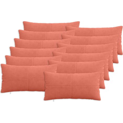 vidaXL Cushion Cover 12 pcs ALMELO Red Orange 40 x 80 cm Corduroy (1/5)