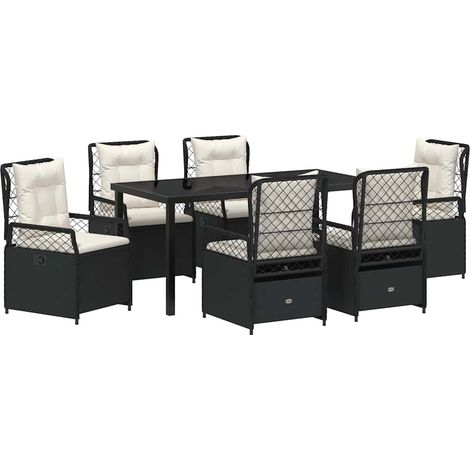 Garden Dining Set 7 pcs Black Poly Rattan vidaXL