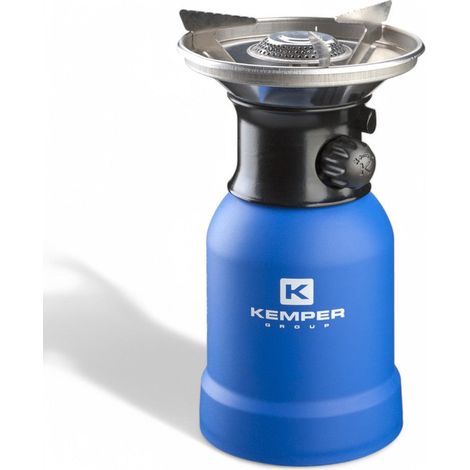 Cocina de gas portátil con encendido piezoeléctrico y placa antiviento de acero para camping