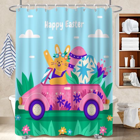 Rideau de bain imprimé polyester 180x180 montage sans perçage polyester pour salle de bain pour célibataire actif (1/5)