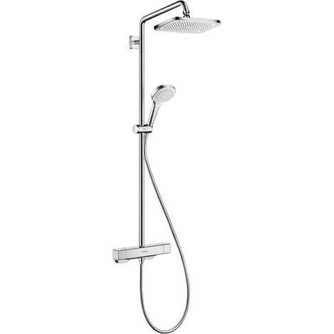 Hansgrohe Croma - Conjunto de ducha Showerpipe con termostato, 1jet, EcoSmart, cromo 27660000 (1/5)