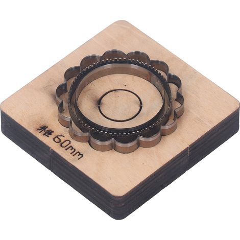 Matrice de découpe pour cuir avec base en bois, poinçon en forme de fleur, en acier allié, diamètre extérieur de 60 mm (1/5)