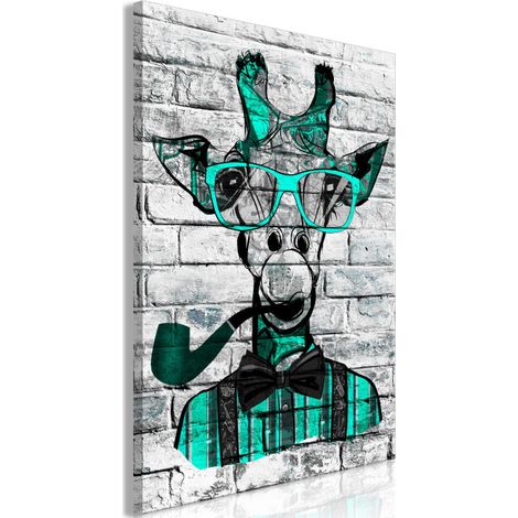 Tableau Imprimé "Giraffe with Pipe Green" 60 x 90 cm (1/2)