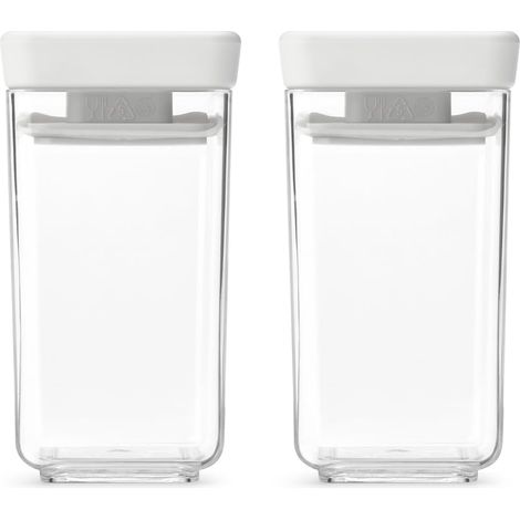 Set de mini-récipients empilables TASTY+ Contenants hermétiques pour épices et herbes 2 récipients de 0,15 L en plastique transparent sans BPA avec joint en Silicone Light Grey (1/5)