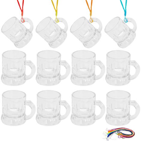 12 Pièces Verres à Shot à Porter avec Anse Verres à Shot Réutilisables pour Fêtes Verre à Liqueur pour Enterrement de Vie de Garçon Mardi Gras Fête à Thème Mariage Anniversaire (Blanc) (1/5)