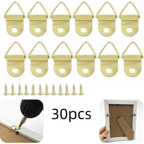 30 crochets anneaux pour accrocher des photos crochets pour horloges crochets pour œuvres d'art (doré, 2,2 x 1,4 cm) (1/5)