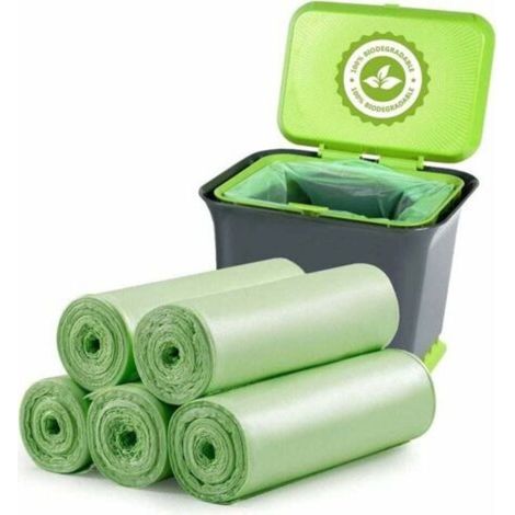 100 Stück biologisch abbaubare Müllbeutel, 20 l dicke, kompostierbare Müllbeutel für Lebensmittel-, Haushalts-, Küchen-, Büro-, Garten- und Haustierabfälle. (1/4)