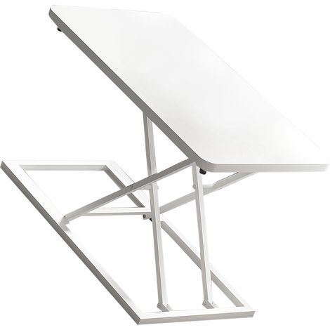Table d'ordinateur portable réglable en hauteur, 7 niveaux, pliable, blanche.